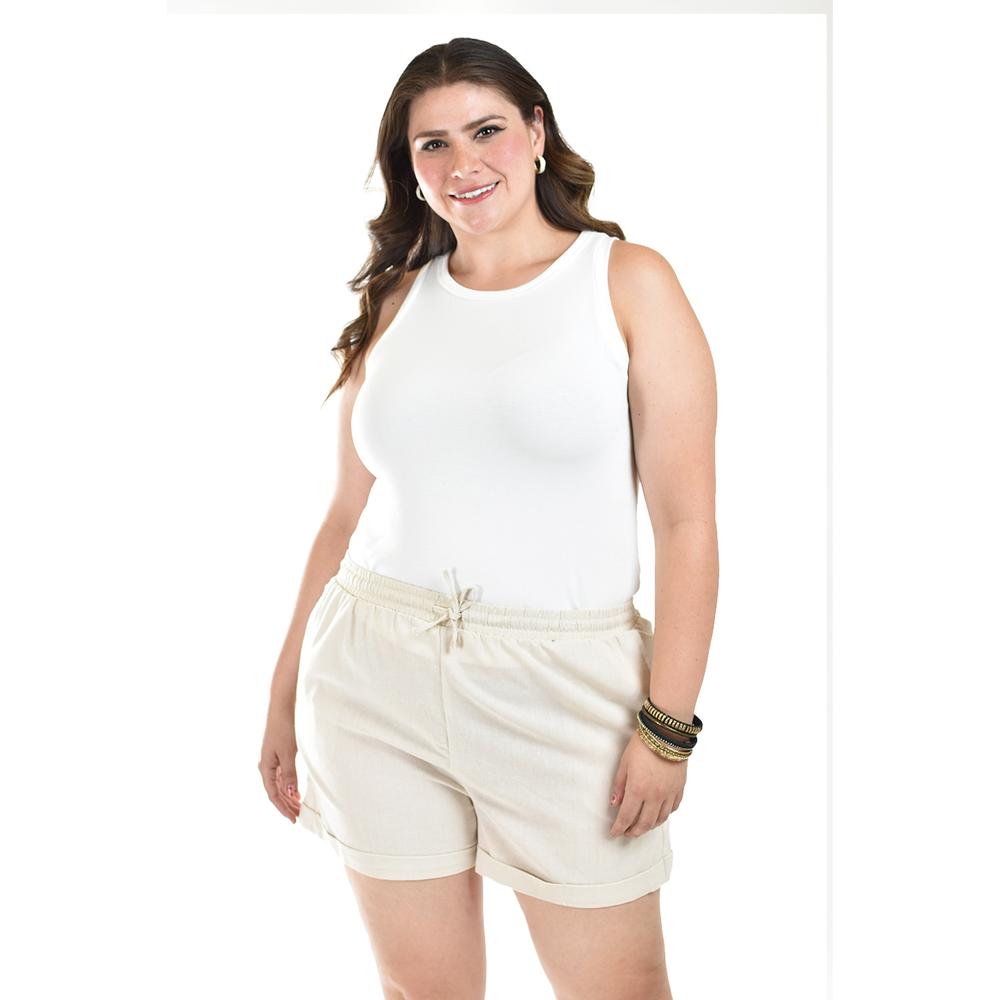 Foto 5 pulgar | Short De Lino Con Bolsillos Roman Fashion /tallas Extras, 021 (arena) Beige