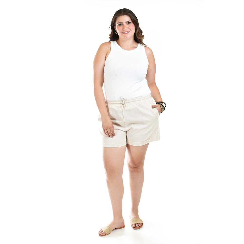 Foto 6 pulgar | Short De Lino Con Bolsillos Roman Fashion /tallas Extras, 021 (arena) Beige