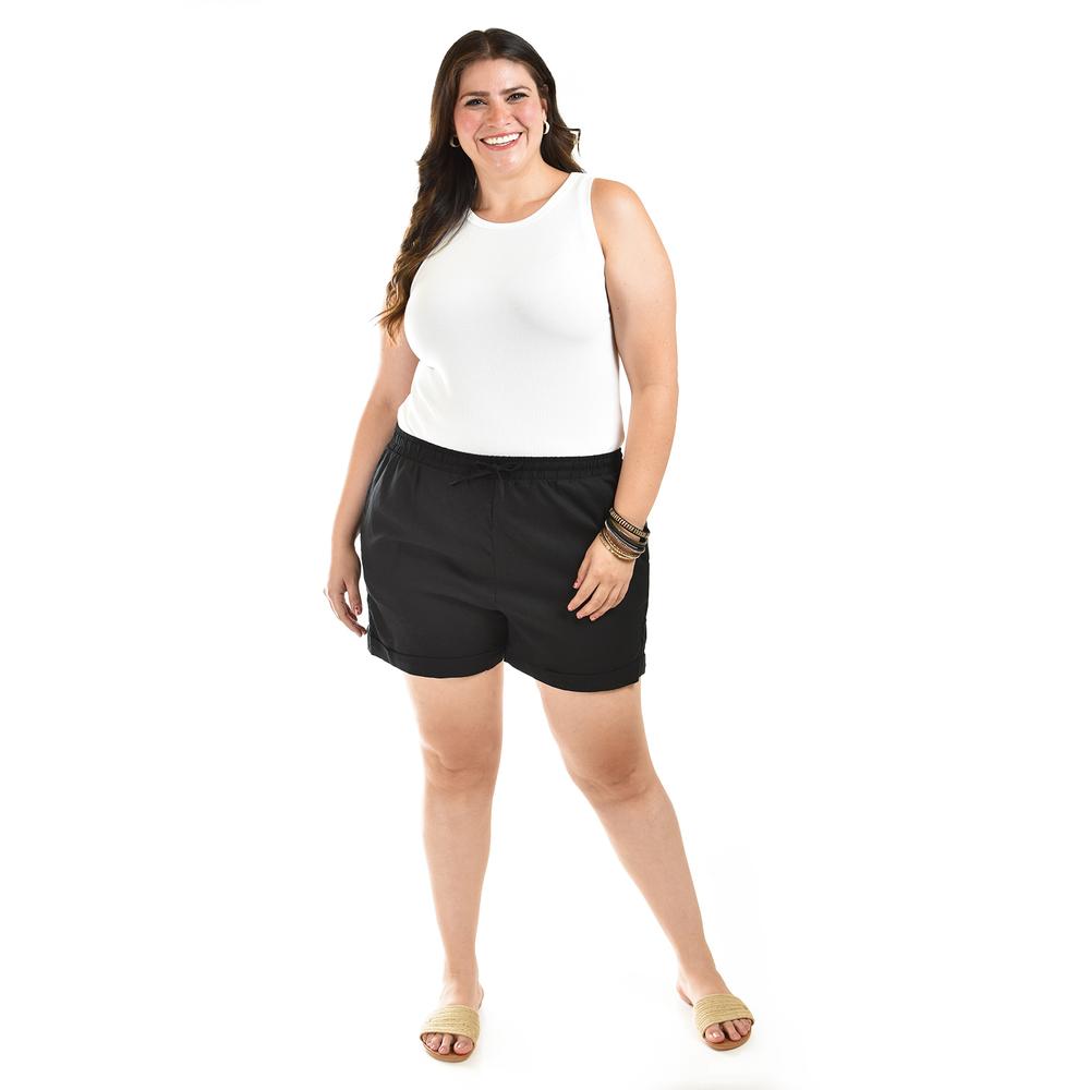 Foto 1 | Short De Lino Con Bolsillos Roman Fashion /tallas Extras, 021 (negro) Negro