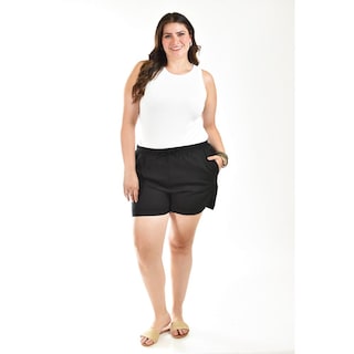 Foto 5 | Short De Lino Con Bolsillos Roman Fashion /tallas Extras, 021 (negro) Negro