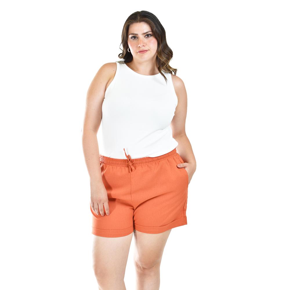 Foto 1 | Short De Lino Con Bolsillos Roman Fashion /tallas Extras, 021 (ladrillo) Naranja Oscuro