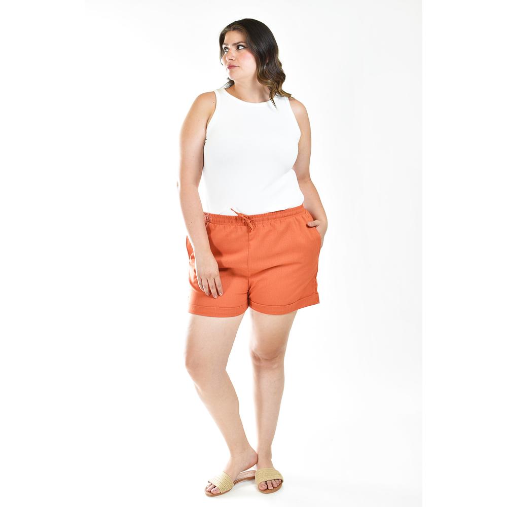 Foto 6 pulgar | Short De Lino Con Bolsillos Roman Fashion /tallas Extras, 021 (ladrillo) Naranja Oscuro
