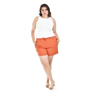 Foto 6 | Short De Lino Con Bolsillos Roman Fashion /tallas Extras, 021 (ladrillo) Naranja Oscuro