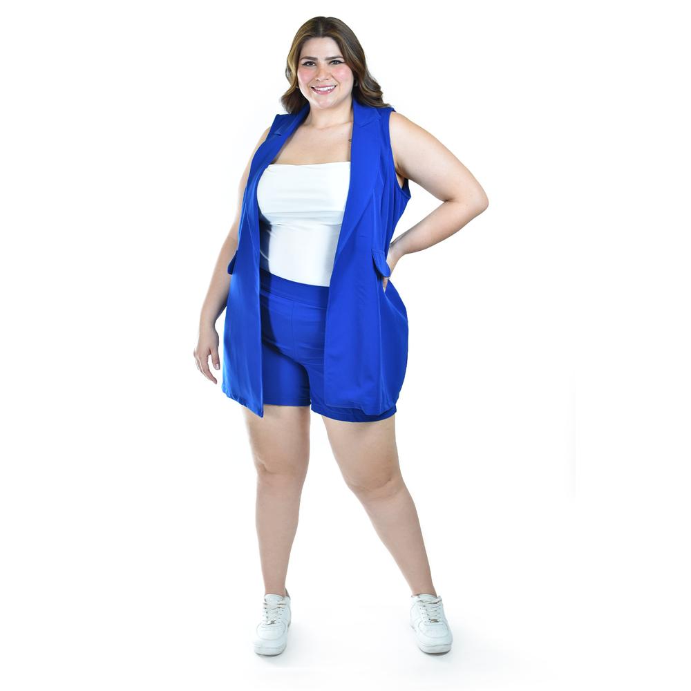 Foto 6 pulgar | Set De Short Y Chaleco De Vestir Roman Fashion / Tallas Extras, 2213 (azul Rey) Azul