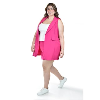 Foto 2 | Set De Short Y Chaleco De Vestir Roman Fashion / Tallas Extras, 2213 (fiusha) Fucsia
