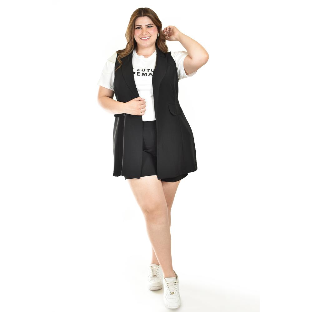 Foto 2 pulgar | Set De Short Y Chaleco De Vestir Roman Fashion / Tallas Extras, 2213 (negro) Negro