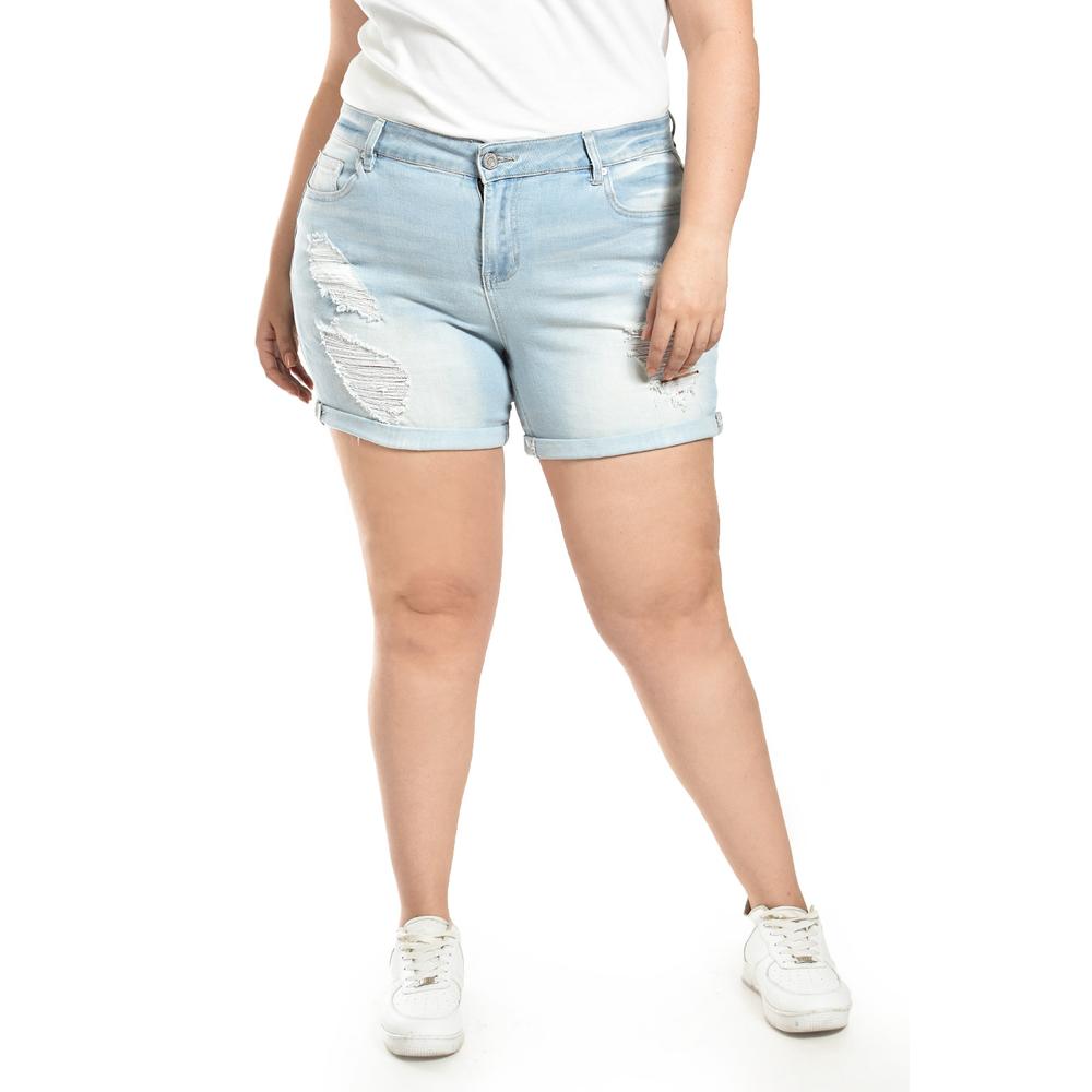 Foto 1 | Short De Mezclilla Con Desgastes Roman Fashion /tallas Extras, 32029 (mezclilla Tono Claro) Azul
