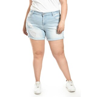 Foto 1 | Short De Mezclilla Con Desgastes Roman Fashion /tallas Extras, 32029 (mezclilla Tono Claro) Azul