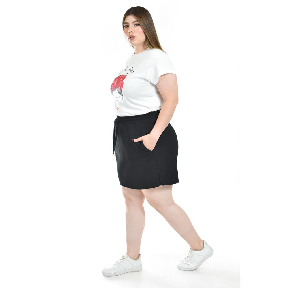 Foto 3 pulgar | Short Falda Con Elastico Roman Fashion / Tallas Extras, 7060 Negro) Negro