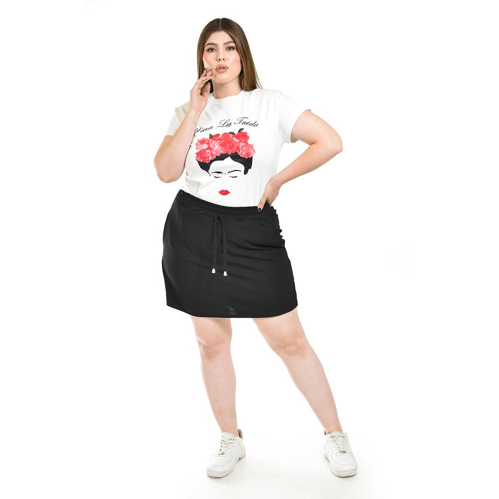 Foto 6 pulgar | Short Falda Con Elastico Roman Fashion / Tallas Extras, 7060 Negro) Negro