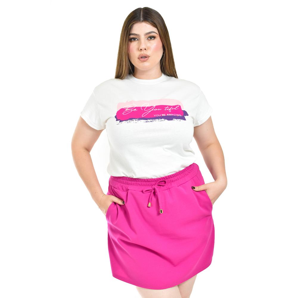 Foto 1 | Short Falda Con Elastico Roman Fashion /tallas Extras, 7060 (magenta) Fucsia