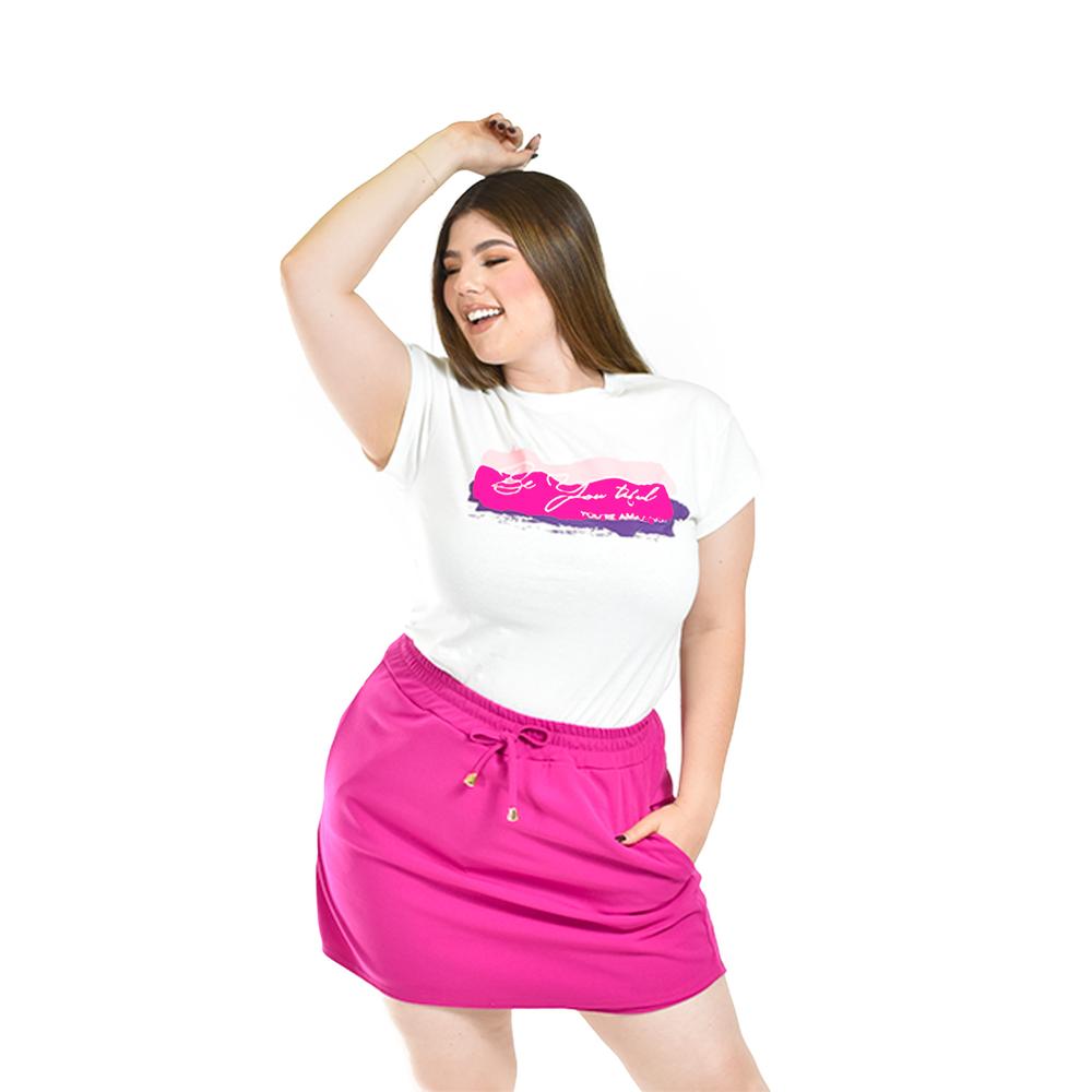 Foto 4 | Short Falda Con Elastico Roman Fashion /tallas Extras, 7060 (magenta) Fucsia