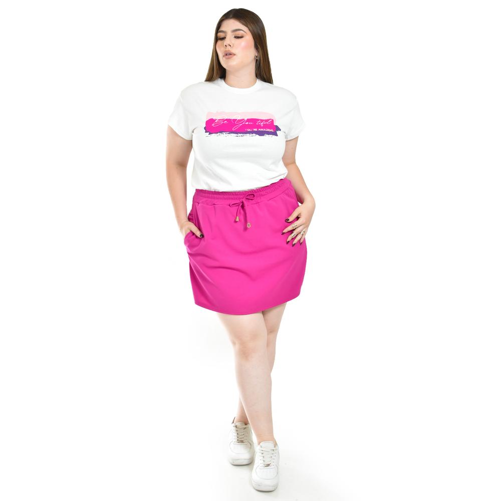 Foto 7 pulgar | Short Falda Con Elastico Roman Fashion /tallas Extras, 7060 (magenta) Fucsia