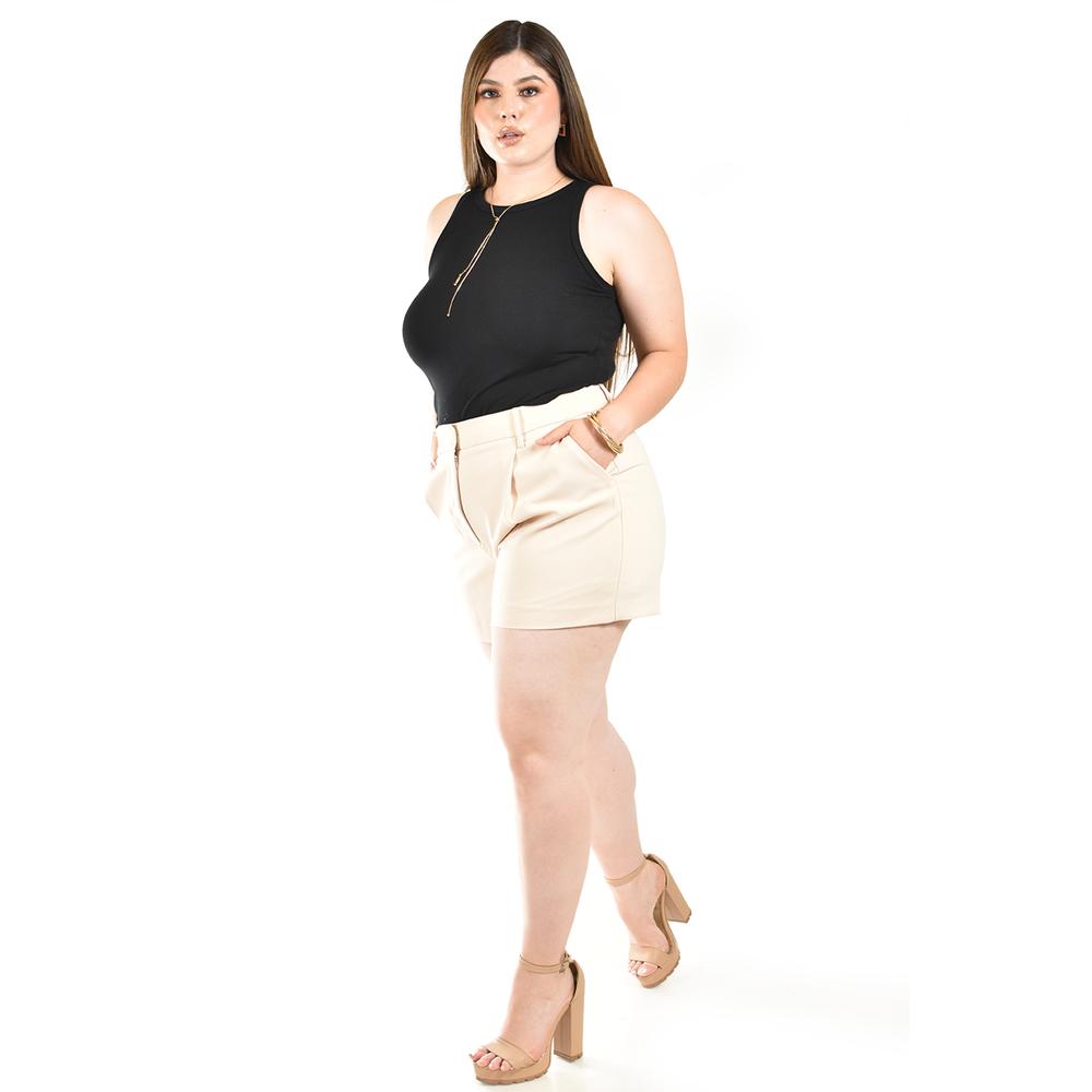 Foto 3 pulgar | Short De Vestir Con Pinzas Roman Fashion/ Tallas Extras, 31404 (beige) Beige
