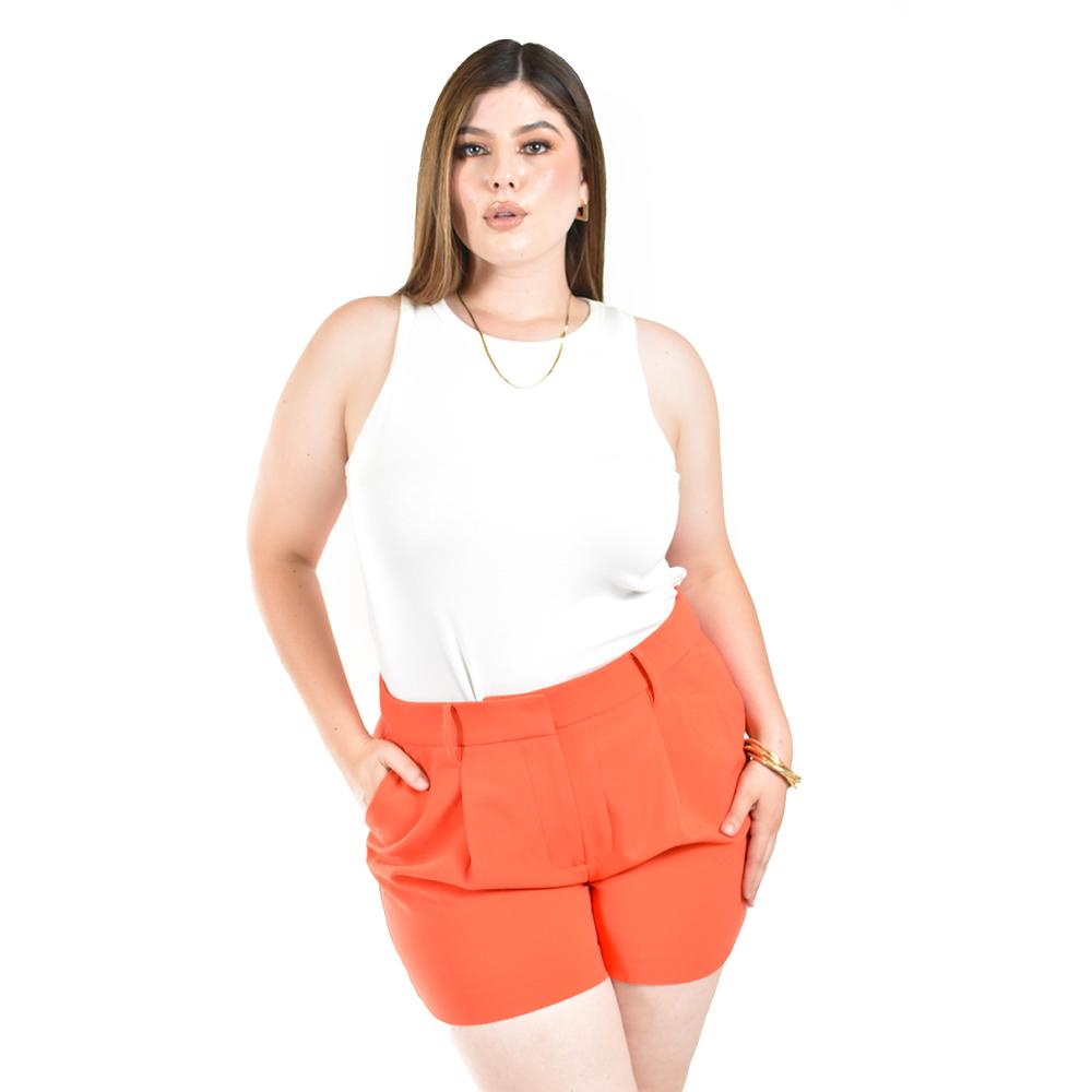 Foto 5 pulgar | Short De Vestir Con Pinzas Roman Fashion/ Tallas Extras, 31404 (naranja) Naranja