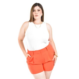 Foto 4 | Short De Vestir Con Pinzas Roman Fashion/ Tallas Extras, 31404 (naranja) Naranja