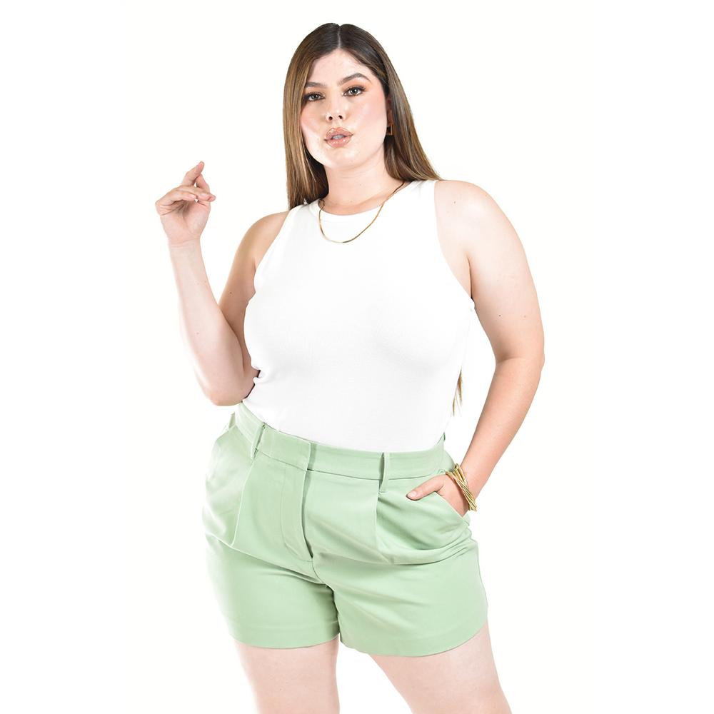 Foto 5 pulgar | Short De Vestir Con Pinzas Roman Fashion/ Tallas Extras, 31404 (pistache) Verde Claro