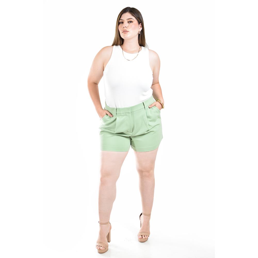 Foto 6 pulgar | Short De Vestir Con Pinzas Roman Fashion/ Tallas Extras, 31404 (pistache) Verde Claro