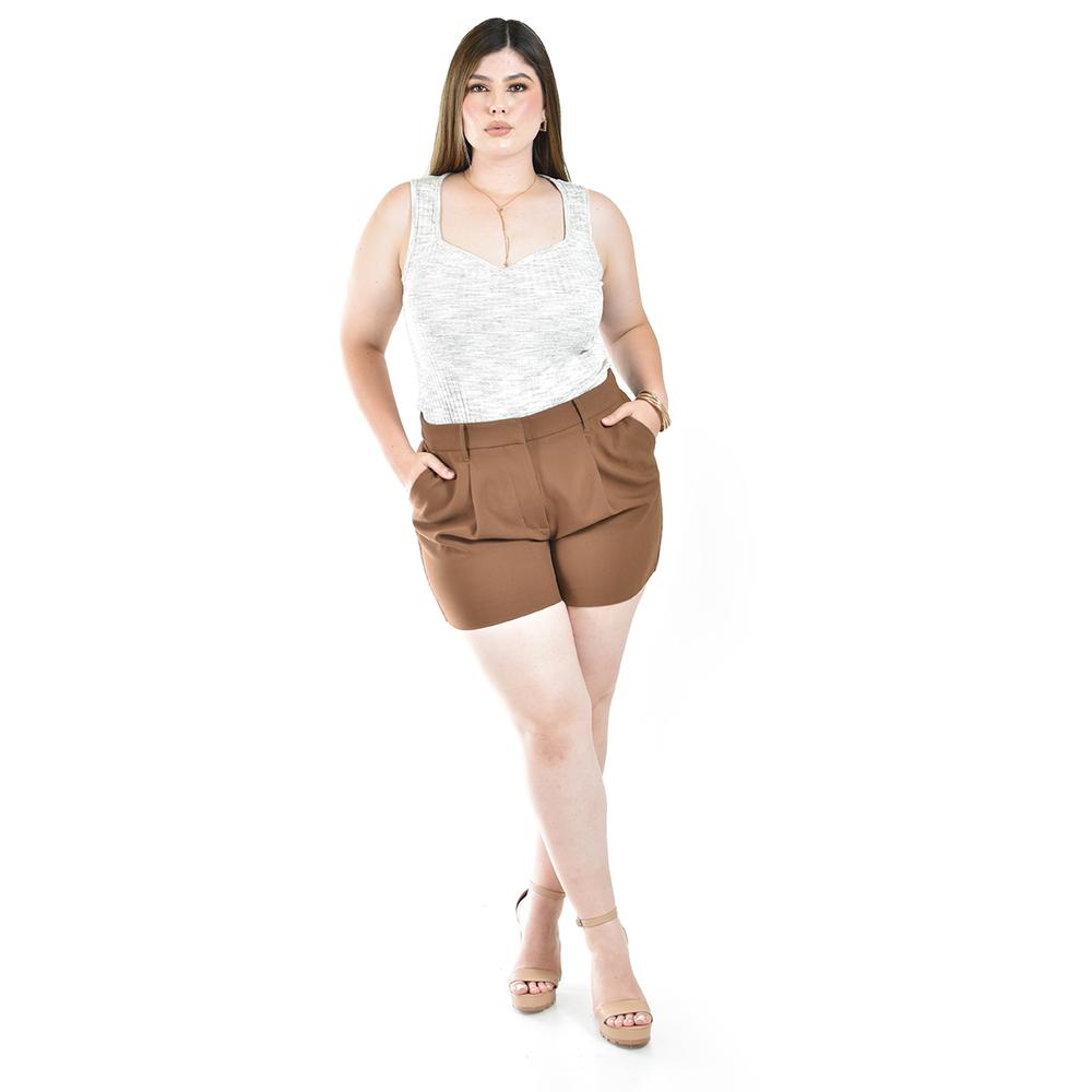 Foto 5 | Short De Vestir Con Pinzas Roman Fashion/ Tallas Extras, 31404 (cafe) Cafe