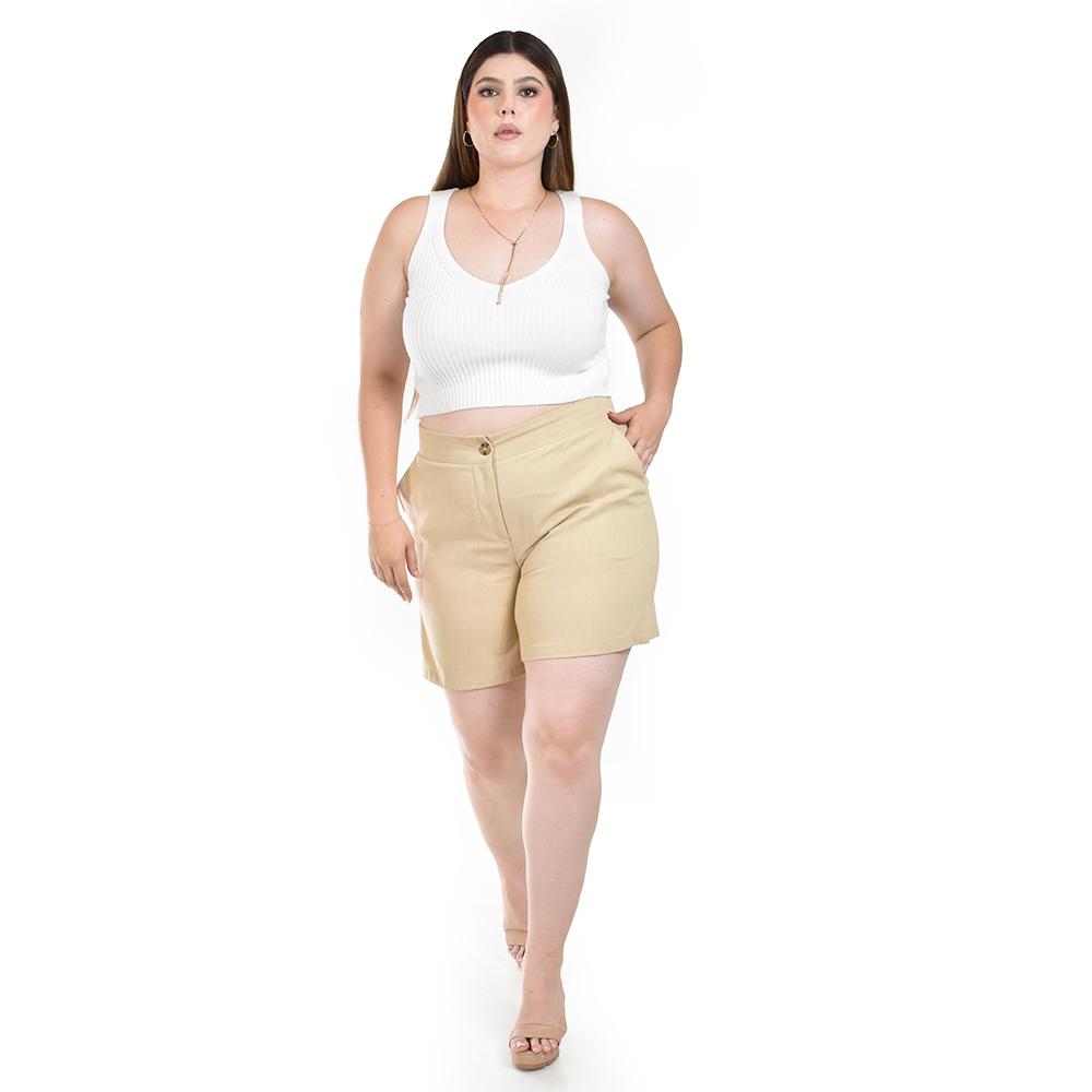 Foto 2 pulgar | Short de Lino Roman Fashion Beige para Mujer