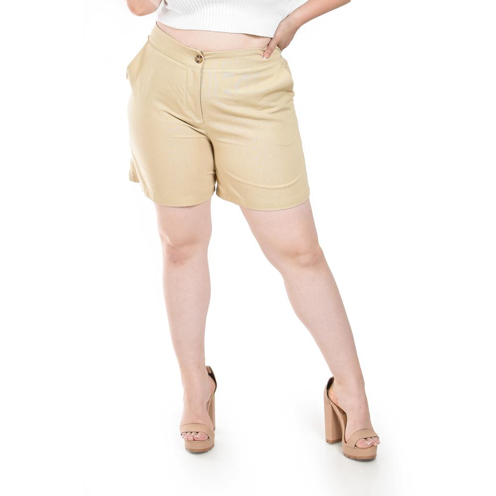 Foto 5 pulgar | Short de Lino Roman Fashion Beige para Mujer
