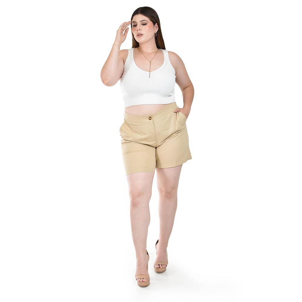 Foto 6 pulgar | Short de Lino Roman Fashion Beige para Mujer
