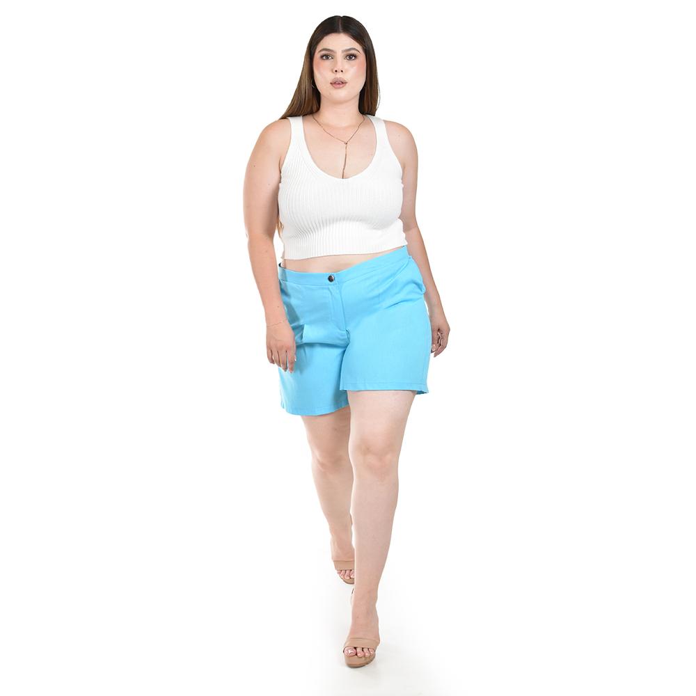Foto 6 pulgar | Short de Lino Roman Fashion  Azul para Mujer