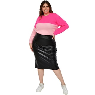 Foto 6 | Falda Midi Vinipiel ROMAN FASHION 9509 color Negro Tallas Extras
