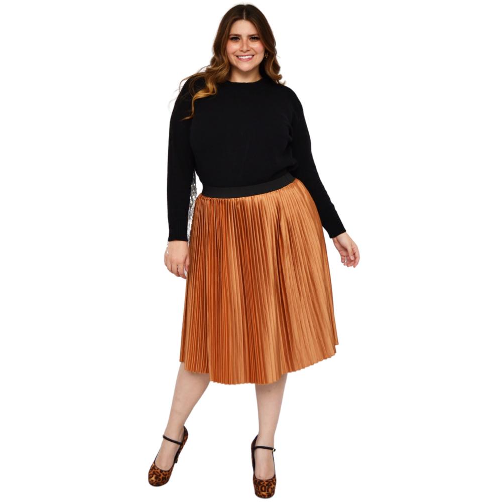 Foto 5 | Falda Plisada Roman Fashion Tallas Extras 2122 color Marrón