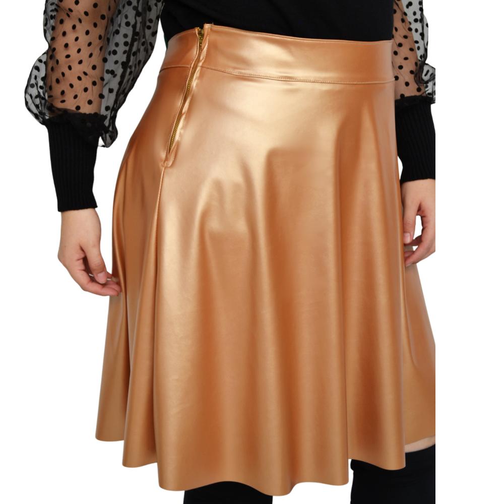 Foto 5 pulgar | Falda Roman Fashion color Dorado Talle Alto