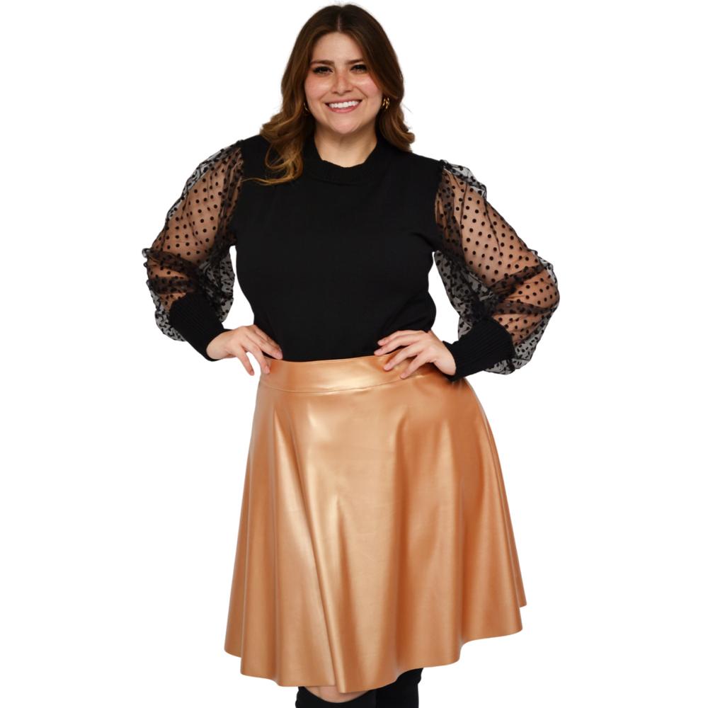 Foto 5 | Falda Roman Fashion color Dorado Talle Alto