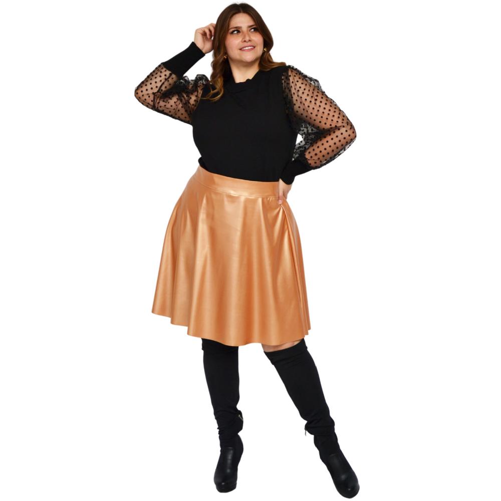 Foto 6 | Falda Roman Fashion color Dorado Talle Alto