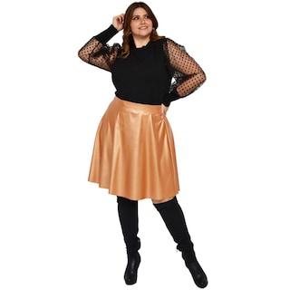 Foto 6 | Falda Roman Fashion color Dorado Talle Alto