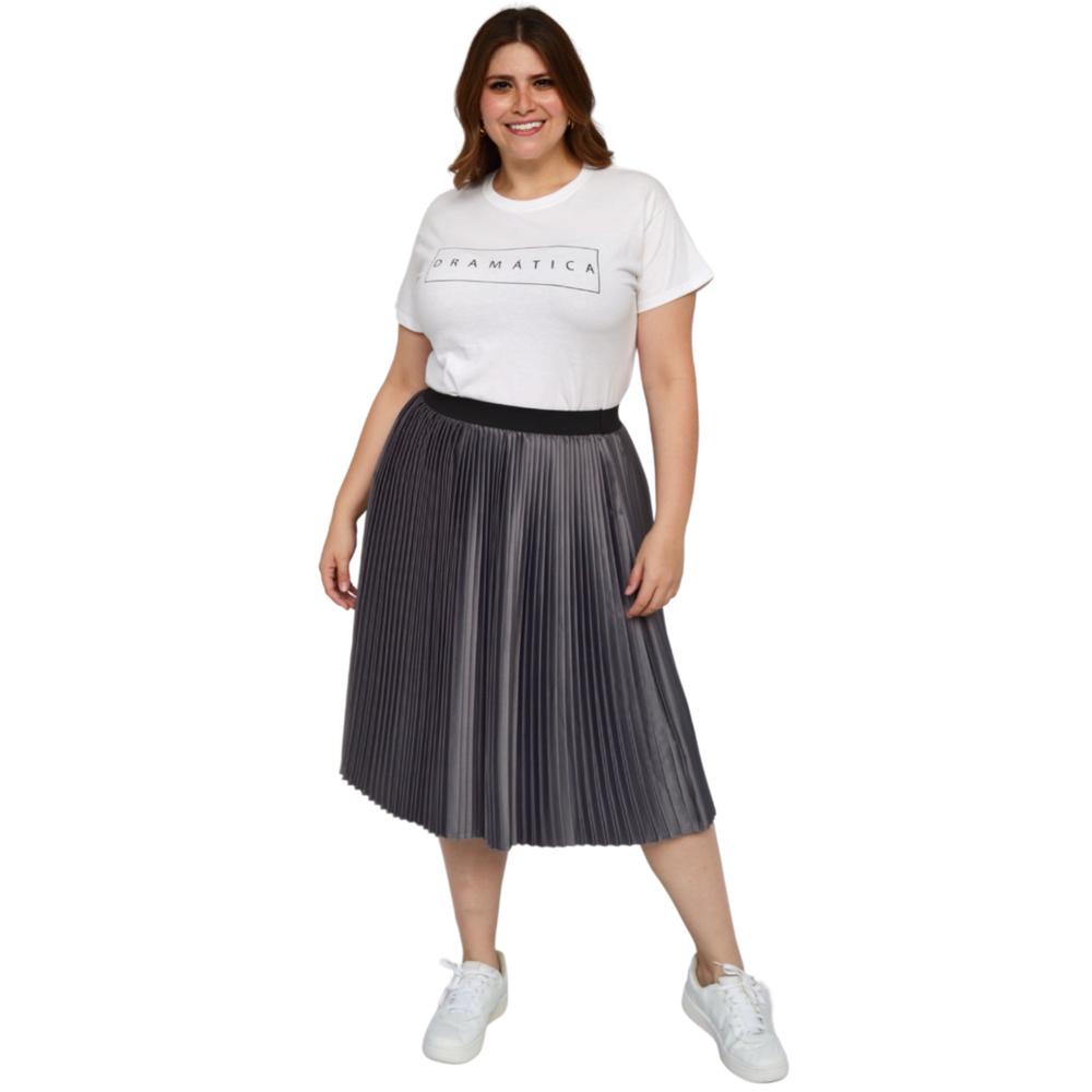 Foto 6 | Falda Plisada Roman Fashion Tallas Extras 2122 color Gris