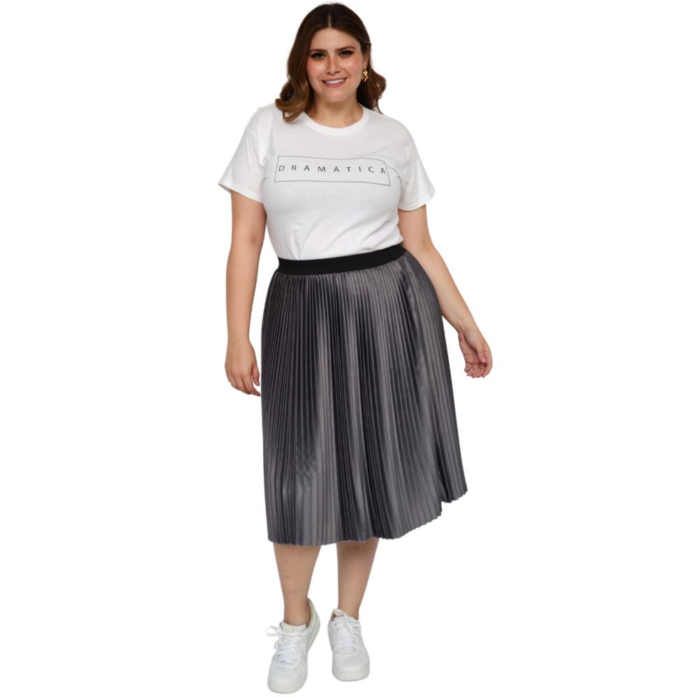 Foto 7 | Falda Plisada Roman Fashion Tallas Extras 2122 color Gris