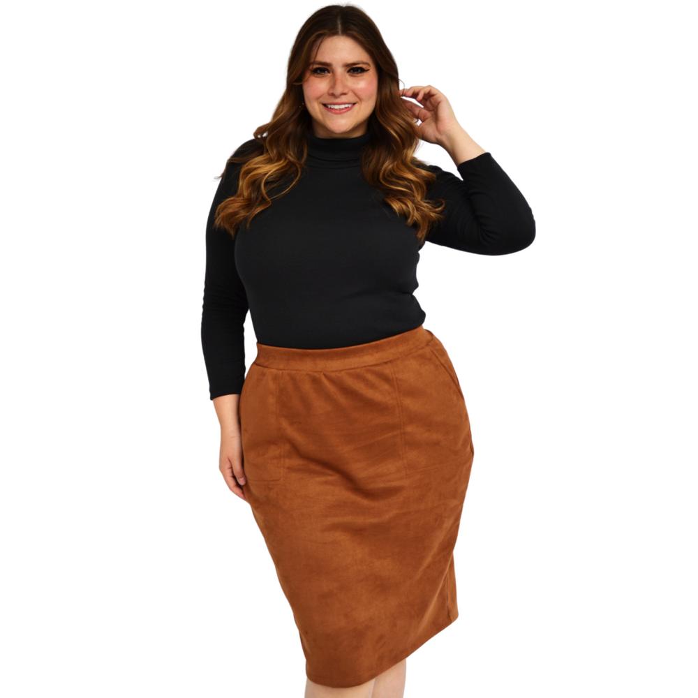 Foto 5 | Falda Midi Roman Fashion 7032 color Marrón Tallas Extra