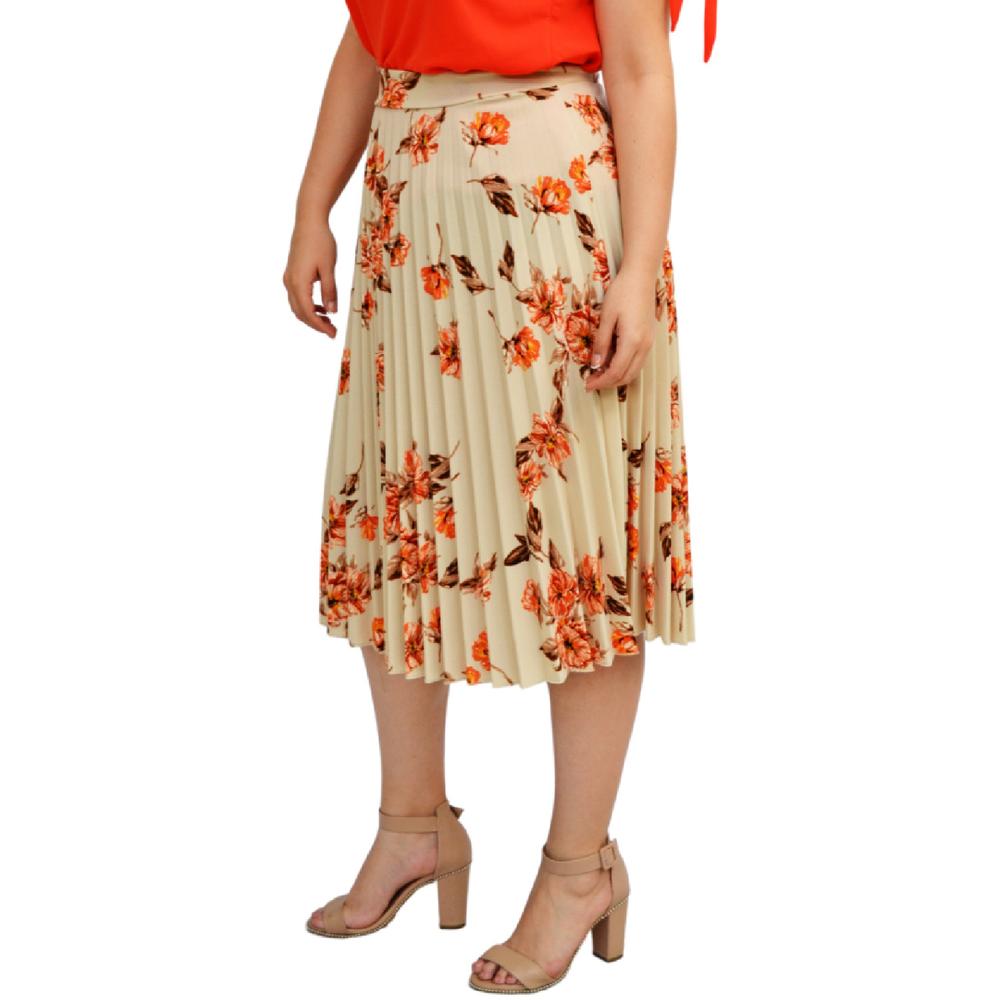 Foto 2 | Falda Plisada Roman Fashion Talla Extra 715 Floreada color Beige