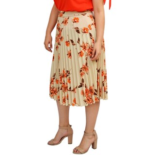 Foto 2 | Falda Plisada Roman Fashion Talla Extra 715 Floreada color Beige