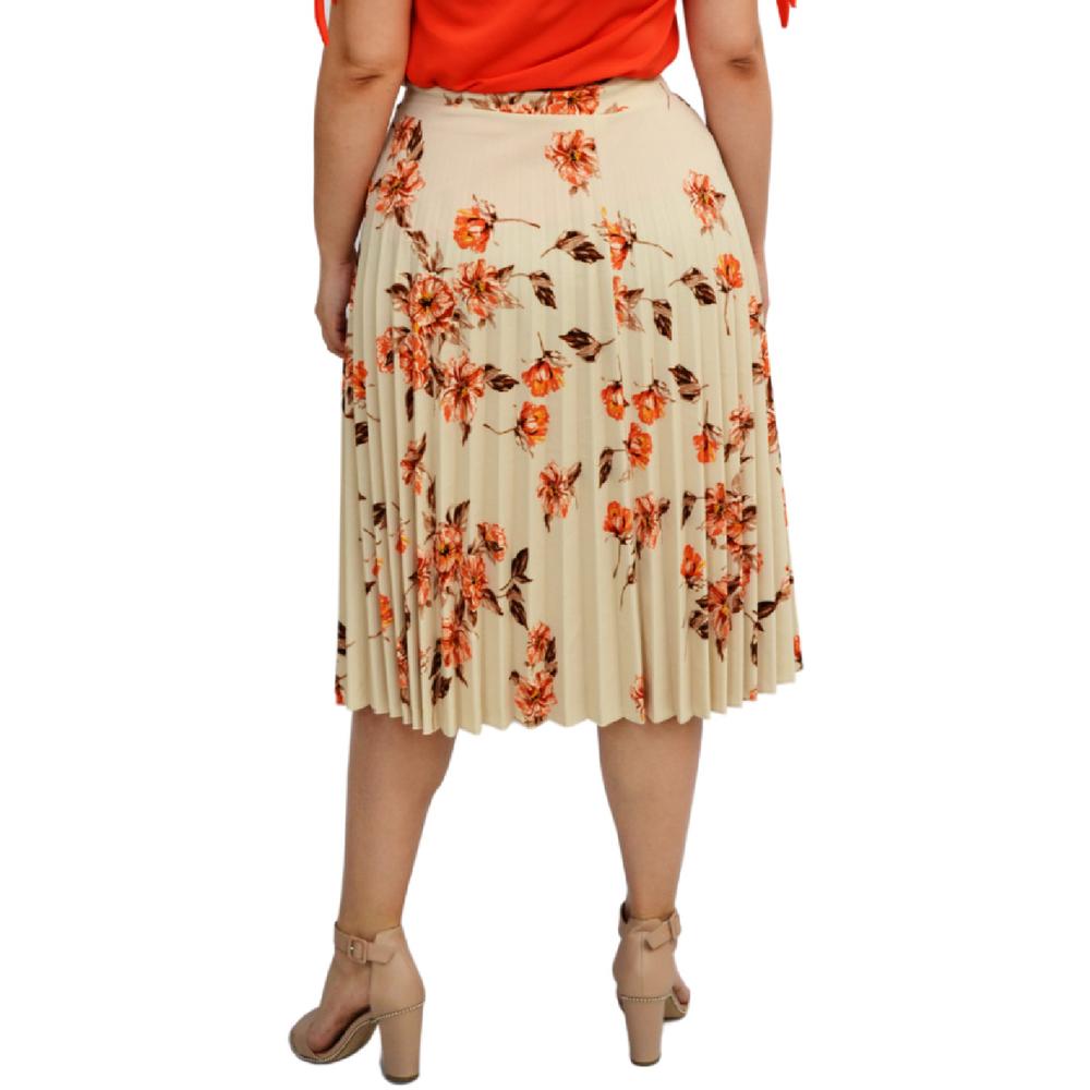 Foto 3 | Falda Plisada Roman Fashion Talla Extra 715 Floreada color Beige