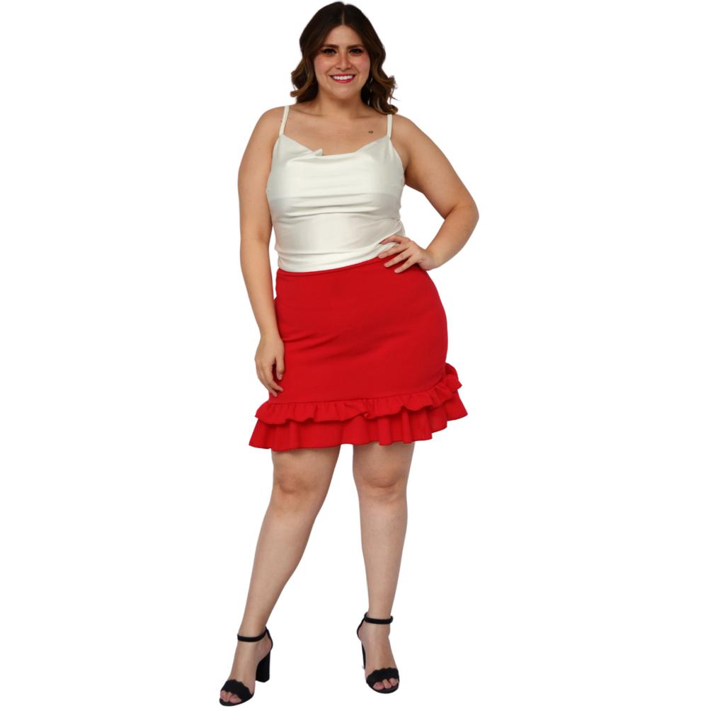 Foto 7 pulgar | Falda Roman Fashion Talla Extra color Rojo para Dama