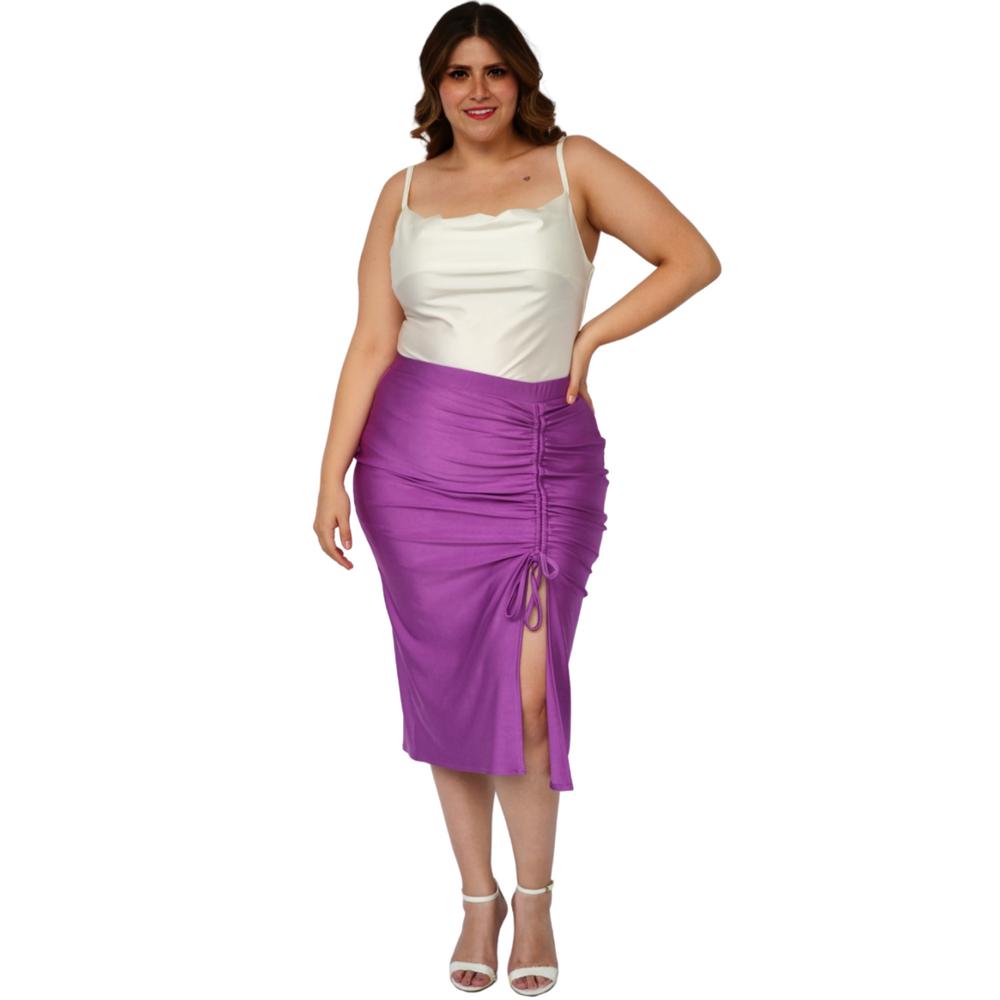 Foto 6 | Falda Midi para Dama Roman Fashion con Abertura 0329 color Violeta