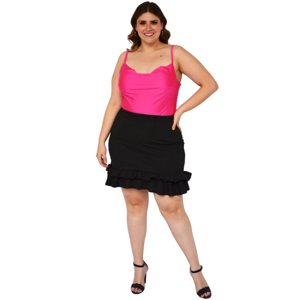 Foto 7 pulgar | Falda Corta Roman Fashion Talla Extra 7036 color Negro