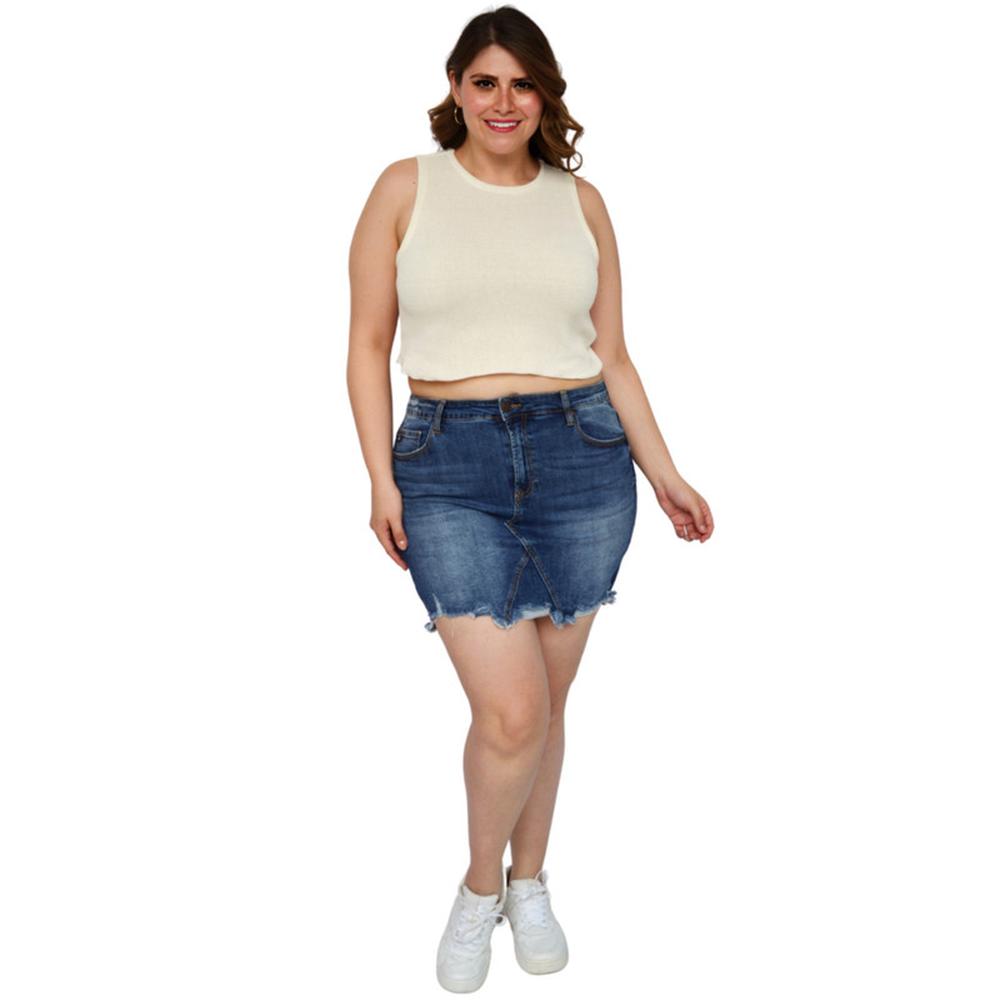 Foto 5 | Falda de Mezclilla Tallas Extras F 6286 color Azul