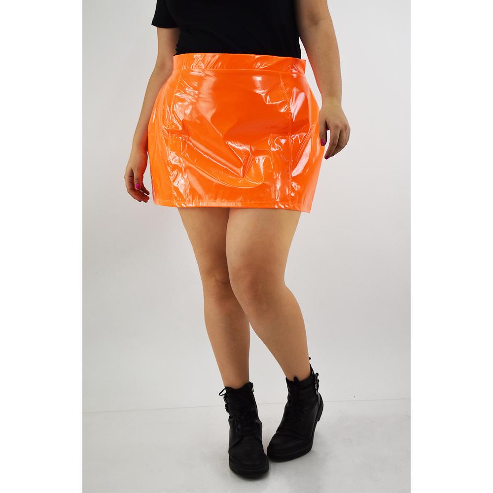 Foto 1 | Mini Falda Efecto Charol Roman Fashion Tallas Extras 020 Naranja