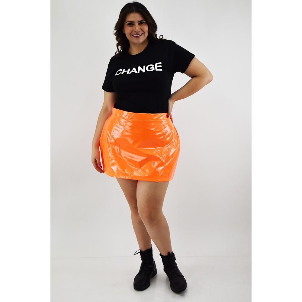 Foto 6 | Mini Falda Efecto Charol Roman Fashion Tallas Extras 020 Naranja