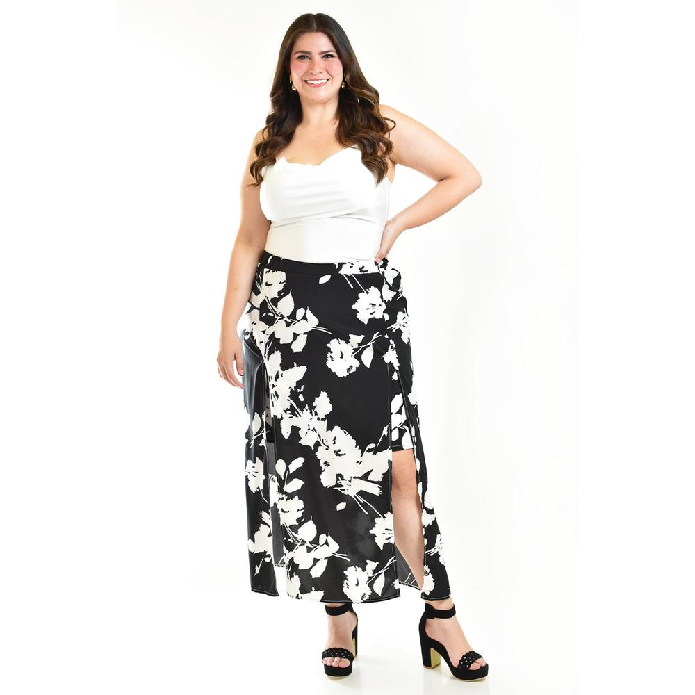 Foto 2 pulgar | Short Falda Con Aberturas Roman Fashion /tallas Extras 7050 Negro