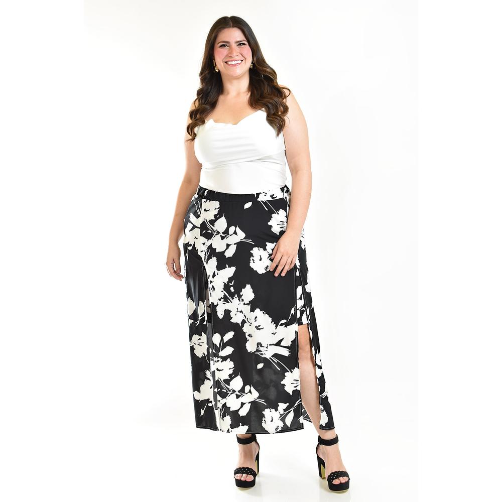 Foto 6 pulgar | Short Falda Con Aberturas Roman Fashion /tallas Extras 7050 Negro