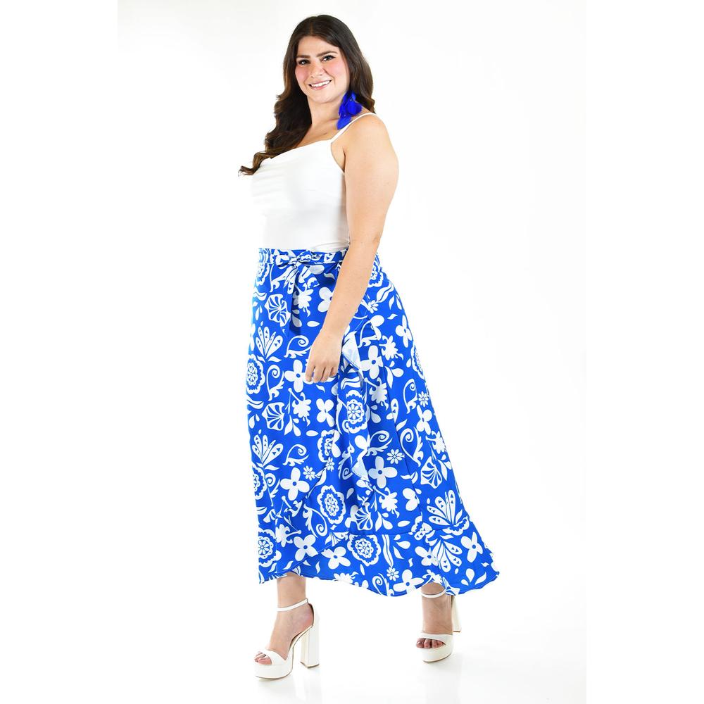 Foto 5 | Falda Envolvente Con Cinto Roman Fashion 7053 Azul