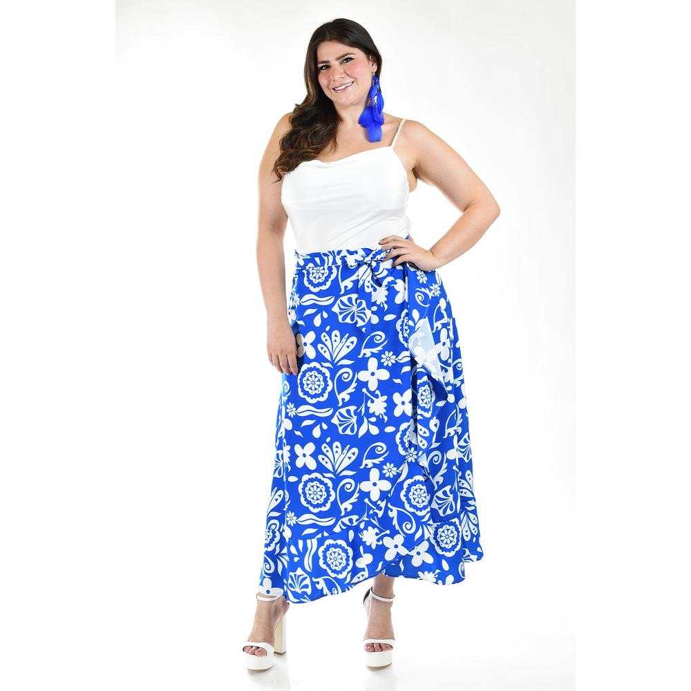 Foto 6 | Falda Envolvente Con Cinto Roman Fashion 7053 Azul
