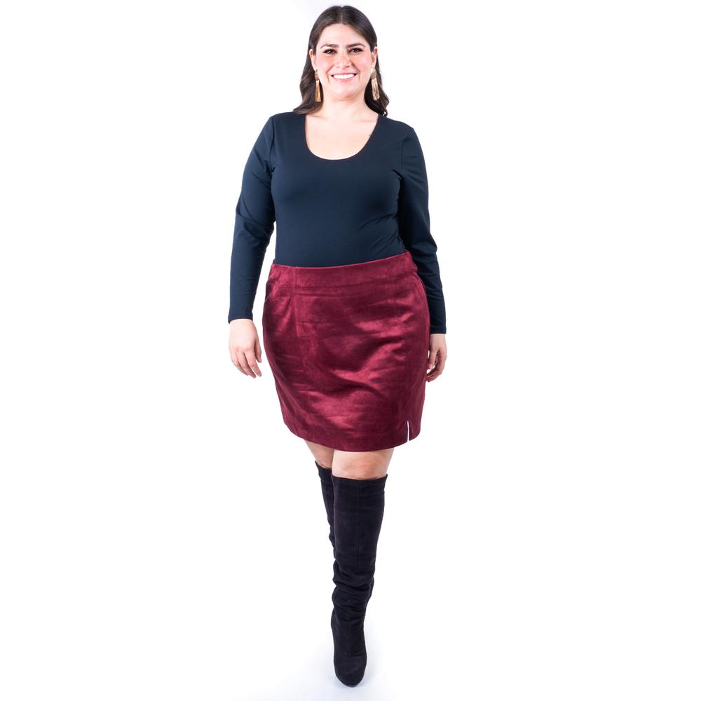 Falda Corta De Gamuza Roman Fashion /tallas Extras, 3073 (vino) Vino